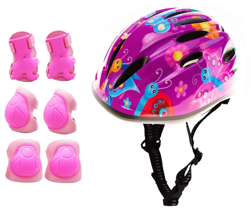 BeBeFun Girls Helmet and Knee Pads for Toddler Ages 3 to 10 Years Old Boys Girls Cycling Skating Scooter Helmet - Image 1